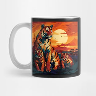 Tiger Family Sitting Together Mug